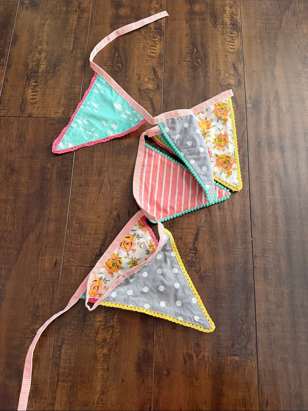 Matilda Jane Pink, Teal, Gray & Yellow Floral Polka Dot Bunting